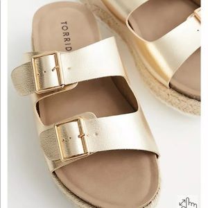 Torrid Gold Faux Leather Sandals Size: 7 WW